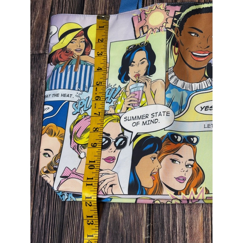 Estee Lauder Tote Bag Womens Blue Pop Art Comic Print Recycled Beach Shopper - Picture 9 of 14
